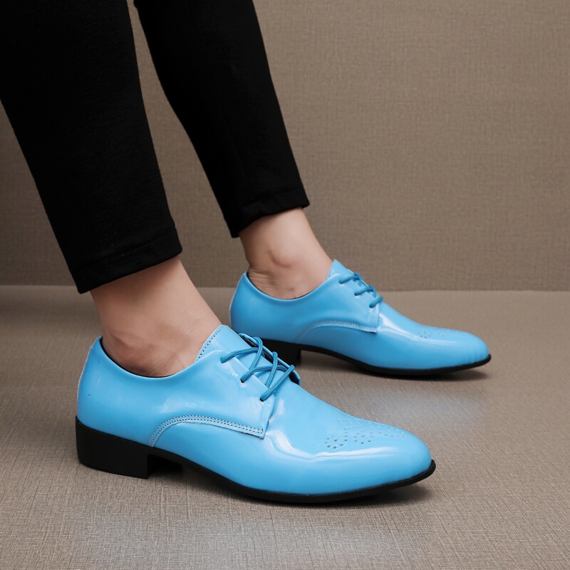 Light Blue Leather Shoes for Men, Purple British Style Pointed-Toe Men's Shoes, Orange Casual Shoes, Yellow Trendy Shoes, Large Size 50 Performance Shoes Light Blue Leather Shoes for Men, Purple British Style Pointed-Toe Men's Shoes, Orange Casual Shoes, Yellow Trendy Shoes, Large Size 50 Performance Shoes