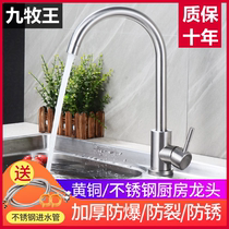 JOWMO all-copper kitchen faucet household hot and cold water two-in-one wash basin sink stainless steel single cold