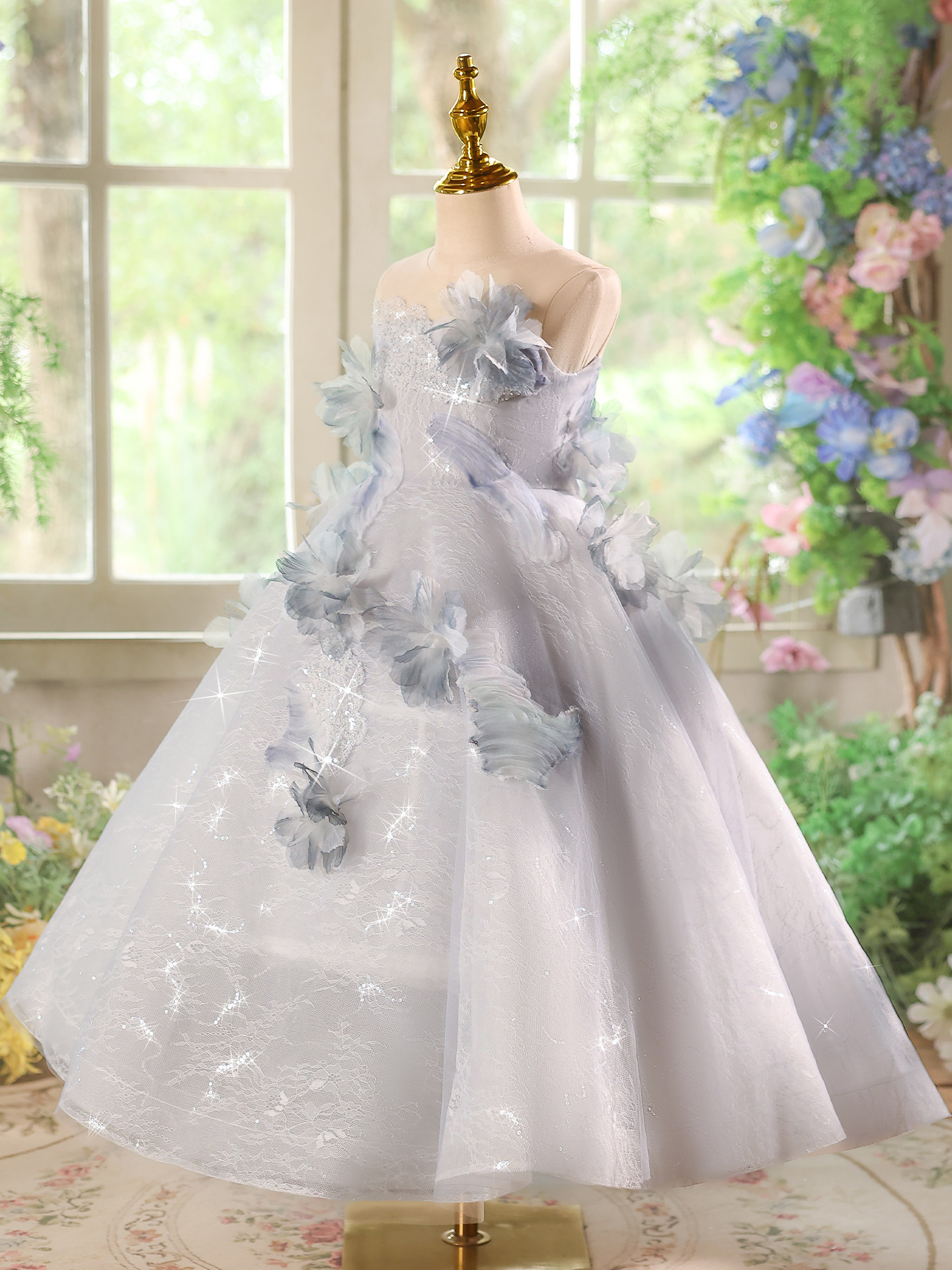 Yinmanqi Girls' Dress 2025 New Model Children's Fairy-Like Birthday Piano Performance Princess Dress Little Host High-End Feel
