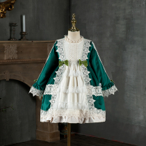 2021 Autumn Winter Girls Lolita Lolita Dress Children Spanish Princess Dress Autumn and Winter Velvet Skirt