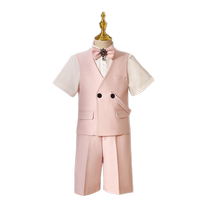 Childrens suit summer 2024 new boy birthday host dress flower girl piano performance suit pink