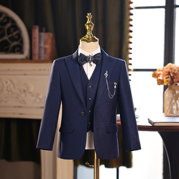 Children's Suit Set 2025 New Style Blue Flower Boy Dress Boys' Host Piano Performance Outfit Handsome British Style