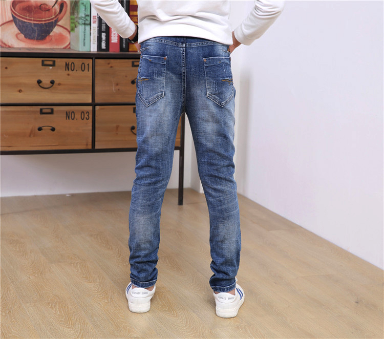 Quần jeans bé trai thủy triều hè 2019 mới quần dài mùa xuân và mẫu mùa thu trẻ em lớn màu nhạt 12 gas ngoại 15 tuổi - Quần quần kaki cho bé