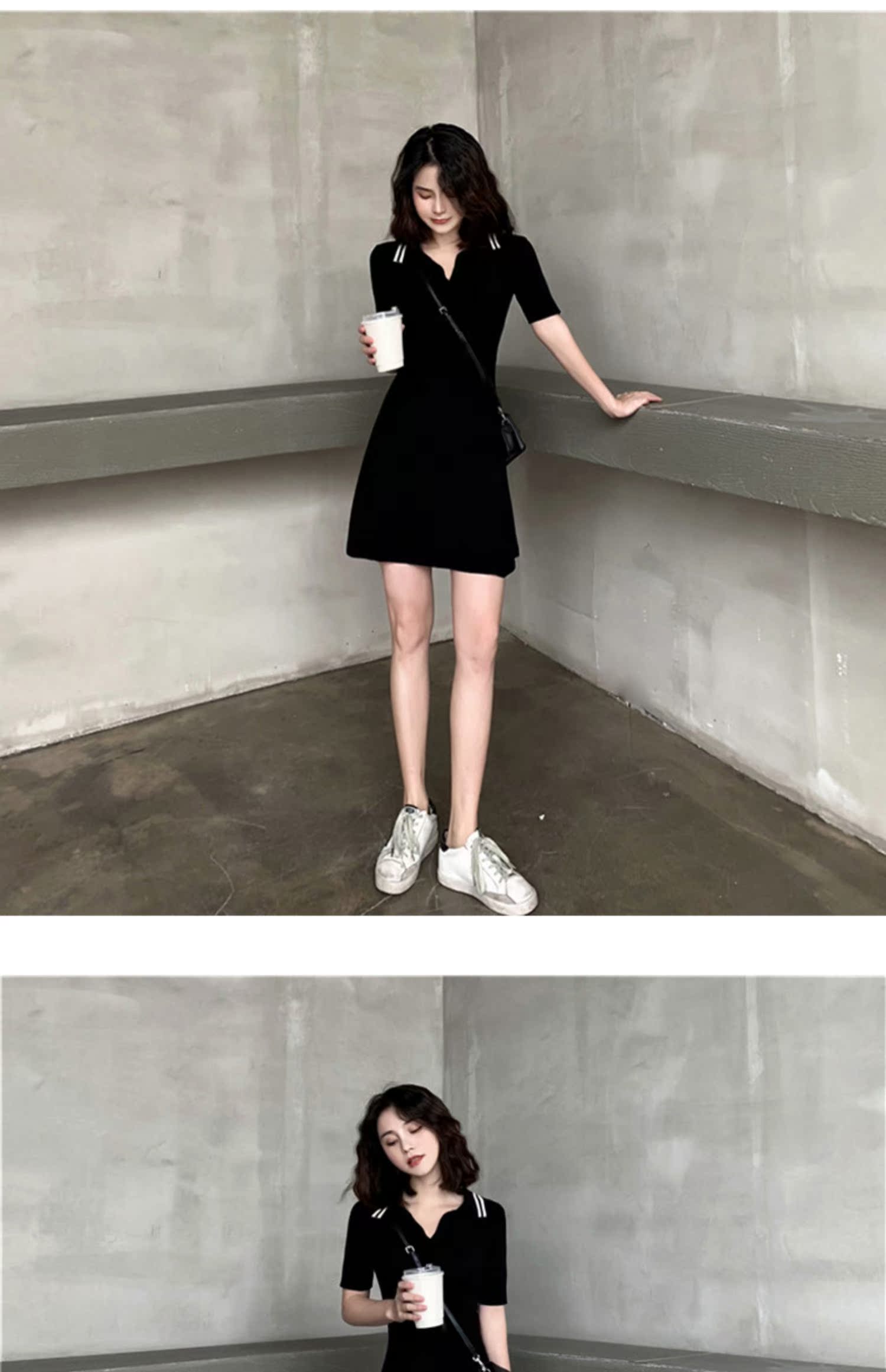 Xuân 2019 Phụ nữ đầm nữ phiên bản Hàn Quốc của cổ áo polo Váy dệt kim ngắn tay Slim eo cao khí chất váy nữ - Váy eo cao đầm đắp chéo cột eo
