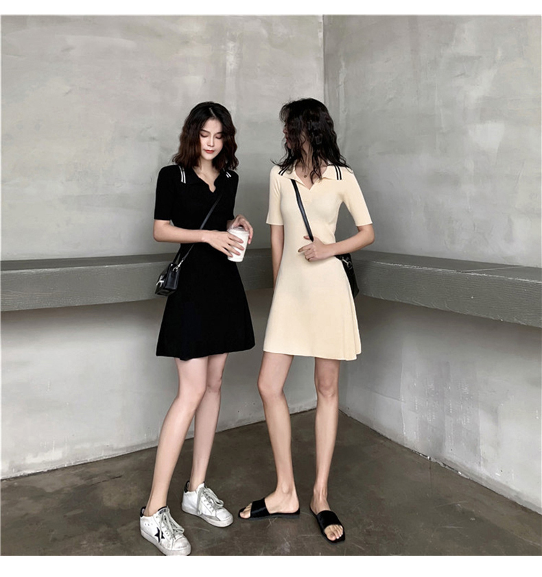 Xuân 2019 Phụ nữ đầm nữ phiên bản Hàn Quốc của cổ áo polo Váy dệt kim ngắn tay Slim eo cao khí chất váy nữ - Váy eo cao đầm đắp chéo cột eo