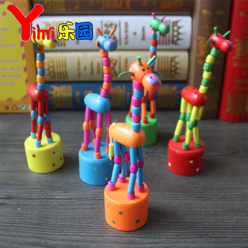 Wooden Children Toy Joint Puppet Giraffe Rocking Cute Little Animal Puzzle Thumb Woody Baby Gift