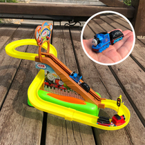 Electric train rail car childrens toy roller coaster slide double racing track climbing stairs boys and girls