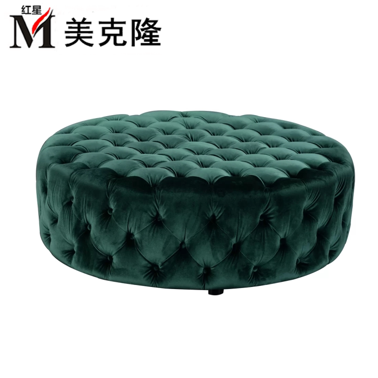 American dark green round sofa stool cloakroom stool living room coffee table stool velvet pedal short pier large round stool