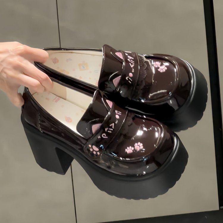 Cute Original Thick-Soled Height-Increasing Daily High-Heeled Round-Toe Japanese Jk Leather Shoes, Uniform Shoes, Lolita Single Shoes Cute Original Thick-Soled Height-Increasing Daily High-Heeled Round-Toe Japanese Jk Leather Shoes, Uniform Shoes, Lolita Single Shoes