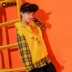 Bộ đồ hip-hop trẻ em bé trai hip-hop thủy triều mùa thu Hàn Quốc áo len có mũ trùm đầu hiphop trẻ em trống trang phục - Trang phục