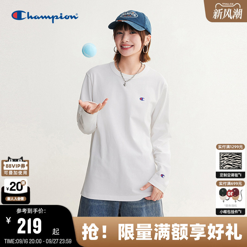 Champion Long-Sleeve T-Shirt for Men, 2026 Autumn New Style, Pure Cotton Basic Solid Color Base Shirt for Women, Casual Champion Long-Sleeve T-Shirt for Men, 2026 Autumn New Style, Pure Cotton Basic Solid Color Base Shirt for Women, Casual