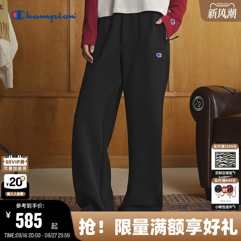 Champion Women's Knit Pants 2026 Autumn New Drapey Casual Straight-Leg Pants Air Layer Sporty Style