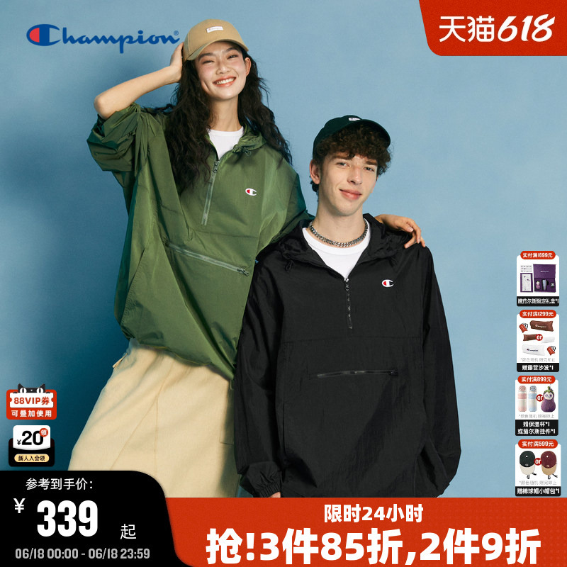 Champion Couple Short Jacket Women's Spring and Autumn Casual Hooded Half-Zip Lightweight Casual Jacket Men's American Style Champion Couple Short Jacket Women's Spring and Autumn Casual Hooded Half-Zip Lightweight Casual Jacket Men's American Style