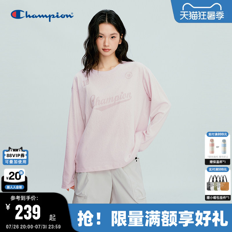 Champion Long-Sleeved T-Shirt Women's Top 2026 Summer New Round Neck Casual Flowing Sports Style