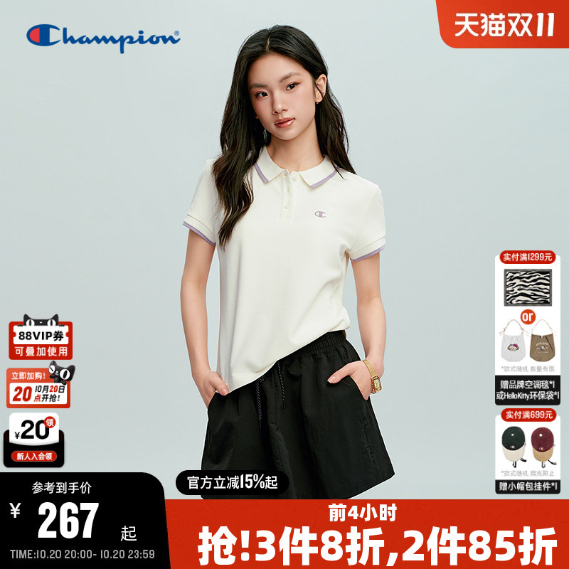 Champion Short-Sleeved Polo Shirt for Women 26 Summer New Style Pure Cotton Casual Lapel T-Shirt with a Simple and Trendy Style
