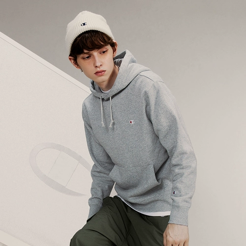[Тот же стиль Ван Цзюнькая] Бархатная толстовка Champion для мужчин, осенне-зимняя, с капюшоном, утолщенная, с вышивкой, модный бренд для женщин