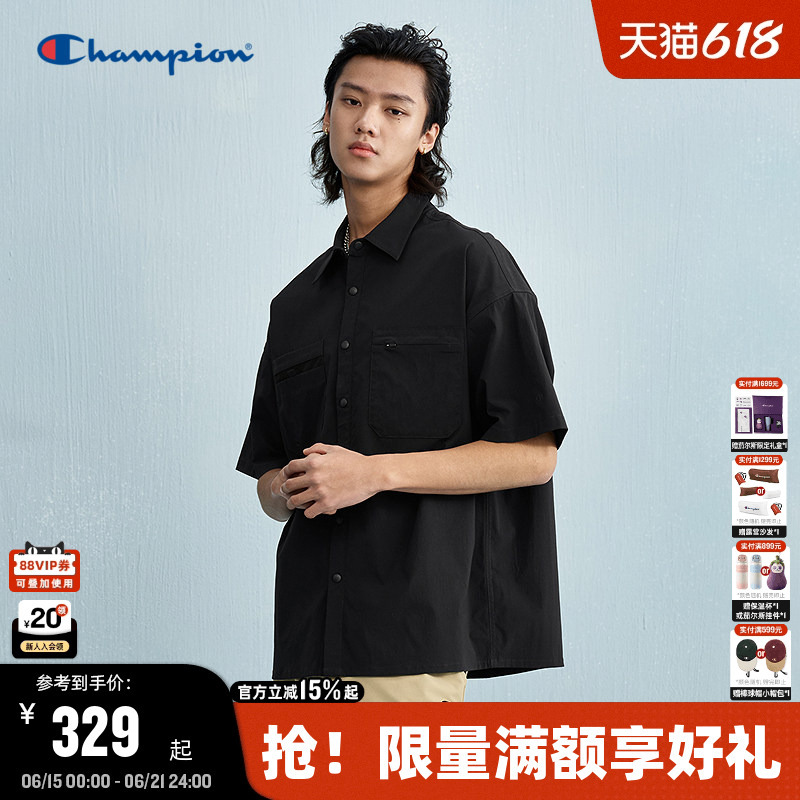 Champion Men's Shirt 25 Summer Turn-Down Collar Polo Short-Sleeve Autumn Unisex Simple Loose Functional T-Shirt