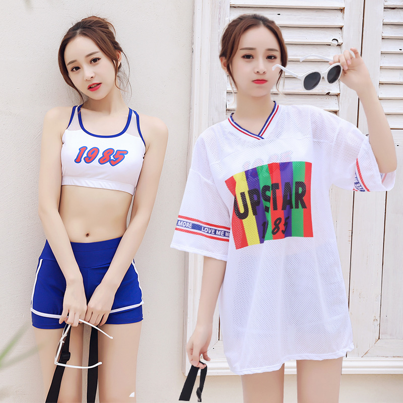 16 high and junior high school students split skirt swimsuit 15 years old 12 big boys and girls summer three-piece sports swimsuit