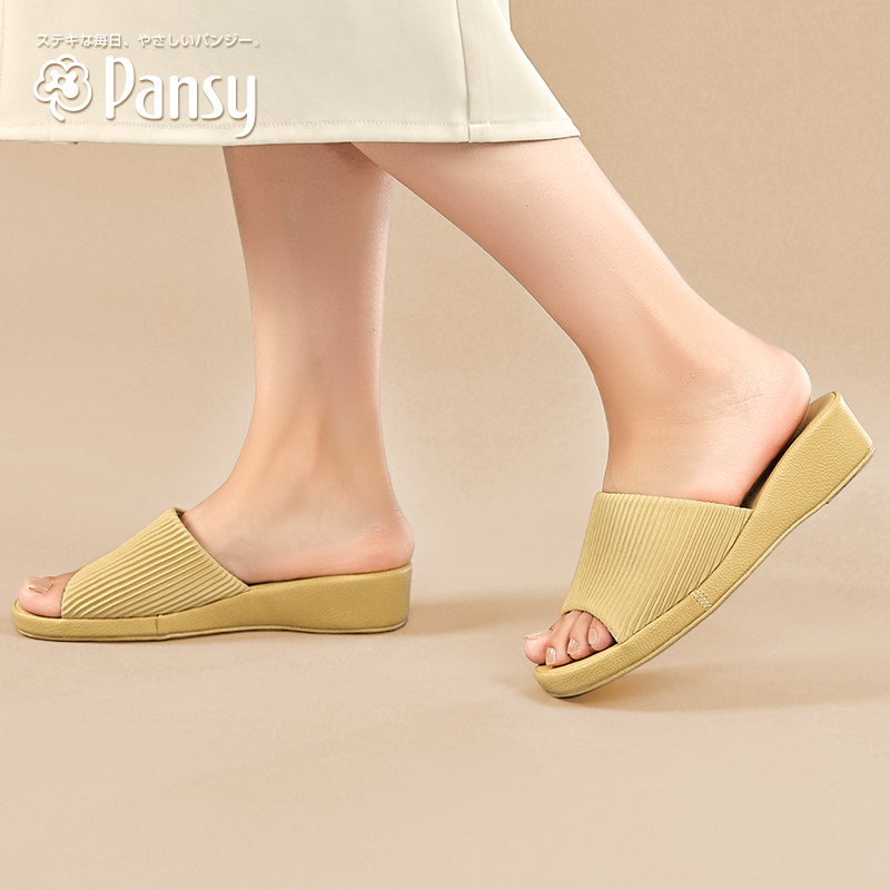 Pansy Japanese Indoor Slippers for Women, Home Use, Floor Wedge, Non-Slip, Silent, Home Shoes, All Seasons 9538