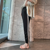 Pregnant women pants summer thin outfit loose exercise nine pants black spring and summer break pants pregnant women summer dress