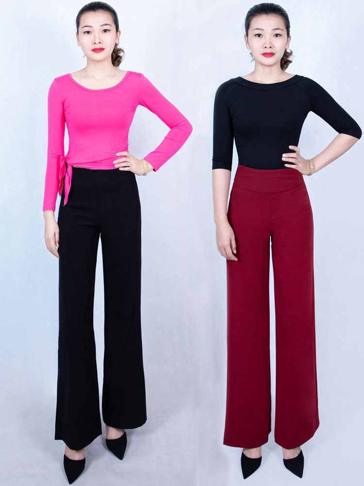 Women's high waist fashion wide leg pants Casual pants Hanging dance pants Latin dance National dance social dance pants Dance pants