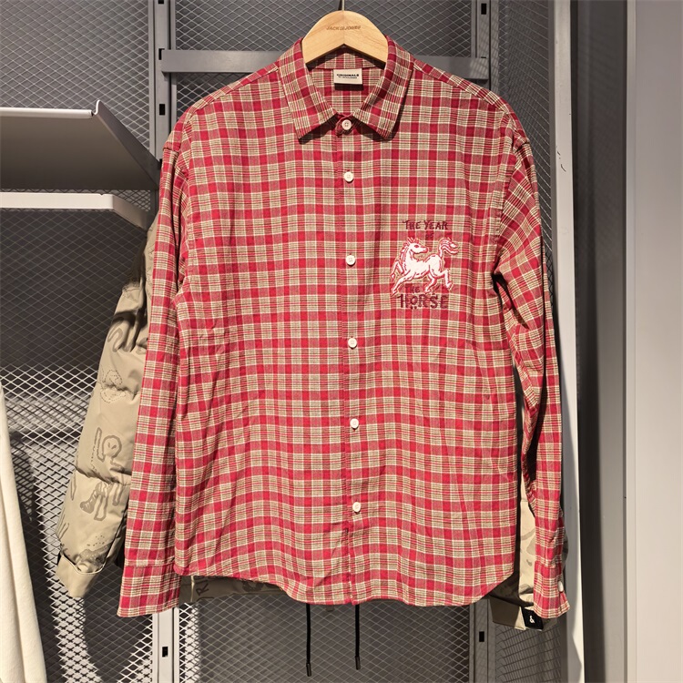 Jack & Jones Men's Year of the Horse New Year Fashion Plaid Loose Casual Long Sleeve Shirt Jacket 2261O3004