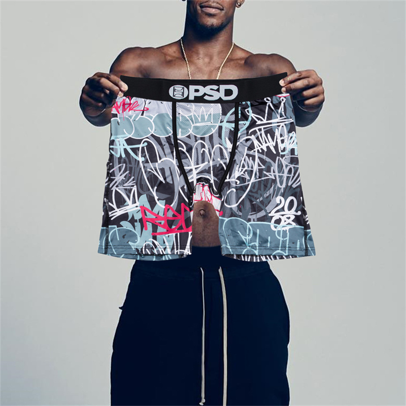 2025 Same Style Men's Shorts Parkour Casual Boxer Briefs Sports European and American Popular Print All-Season Universal