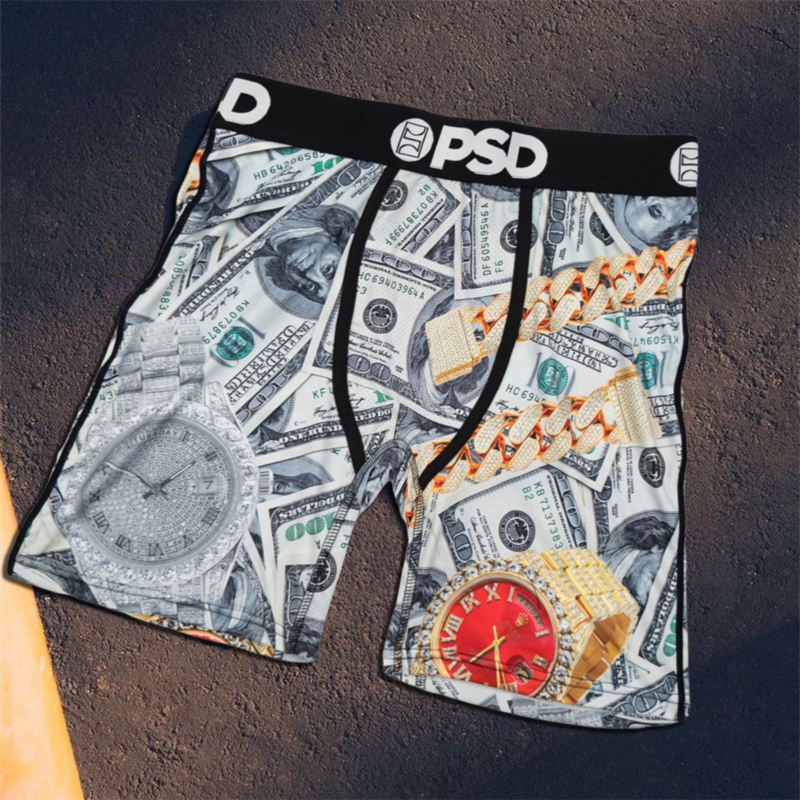 Psd American Style Trendy Men's Quick-Drying Popular Knit Comfortable Printed Extended Boxer Briefs Sports Underwear