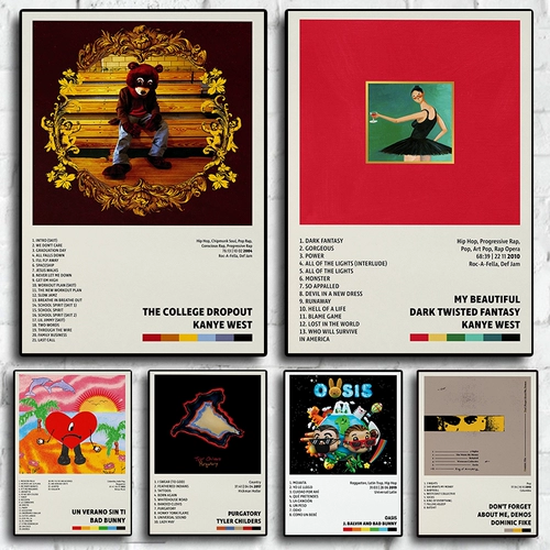 Музыкальный альбом Poster Hop Hop Bad West Bunny Canvas Painting