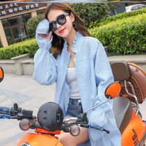 Summer cycling sunscreen clothing womens long anti-ultraviolet electric car loose sunscreen clothing thin breathable small coat