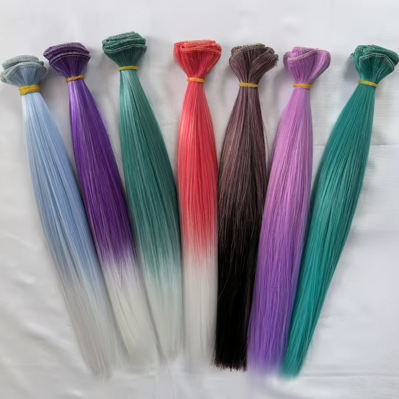 Bjd Doll Wig Gradient Colorful Hair High-Temperature Synthetic Fiber Soft Silk Doll Toy Wig DIY Handmade Bjd Doll Wig Gradient Colorful Hair High-Temperature Synthetic Fiber Soft Silk Doll Toy Wig DIY Handmade