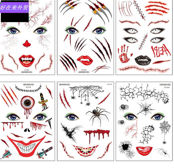 Halloween face tattoo stickers individuality makeup ball stickers