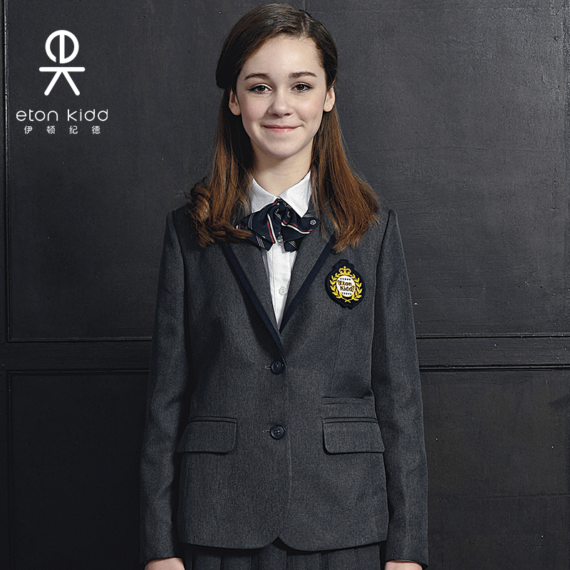 Eaton Hướng dẫn trẻ em Xám tối Suit 2018 Fall cô gái New College kiểu Suit Nhỏ Z205.