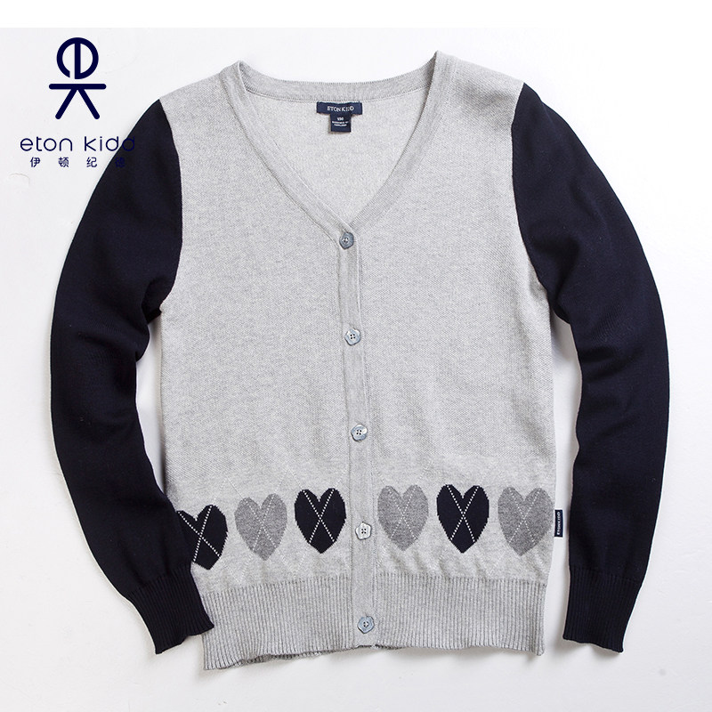 Eaton Gide primary and secondary school uniforms heart-shaped girls long-sleeved V-neck knitted cardigan college wind sweater jacket