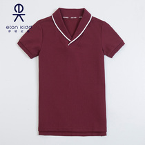 Eaton Gide primary and secondary school uniforms British College Jujube green fruit collar boys and boys short sleeve T-shirt 13T006