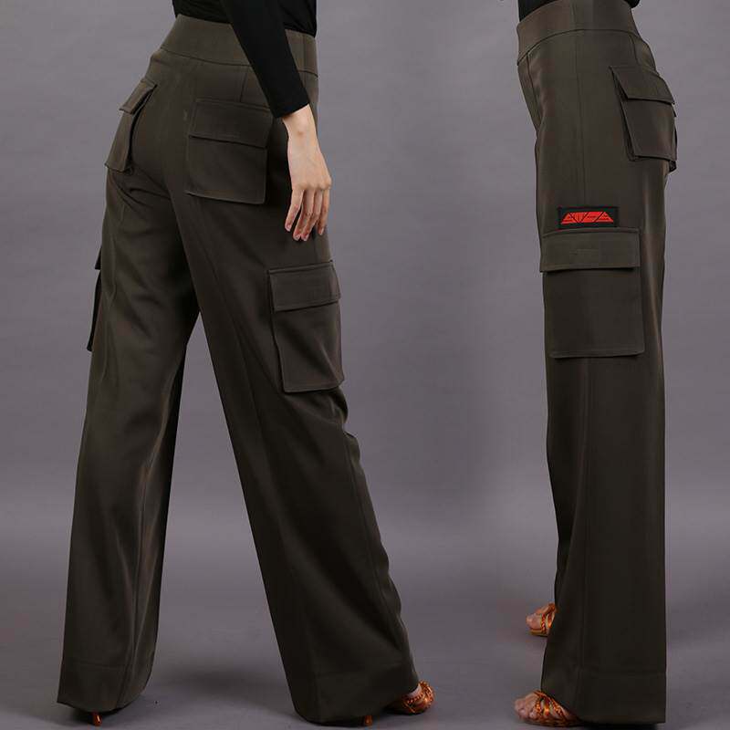 Ladies Dance Pants Exercise Pants Autumn and Winter Loose Latin Modern Dance Pants Long Pants Social Dance Pocket Pants