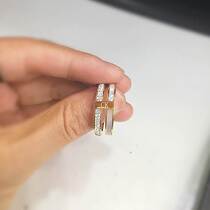 Titanium Steel rose gold inlaid shiny zircon double row shell Korean fashion personality ring men and women couple ring ring gift