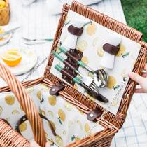 Picnic Basket ins outing picnic small basket rattan pastoral with cover portable outdoor outing fruit basket picnic