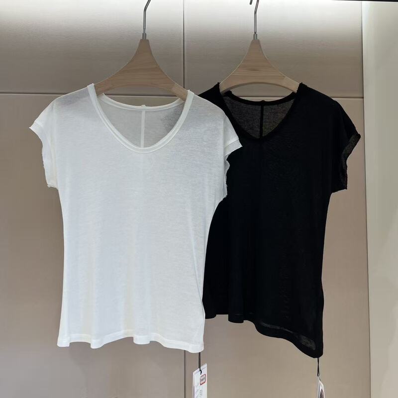 6.5 (No Returns, No Exchanges) 29.2 Lyocell 12.9 Linen Solid Color Plain T-Shirt