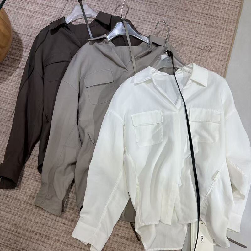 9.15 (No Returns, No Exchanges) Belted Lapel Double-Pocket Shirt 9.15 (No Returns, No Exchanges) Belted Lapel Double-Pocket Shirt