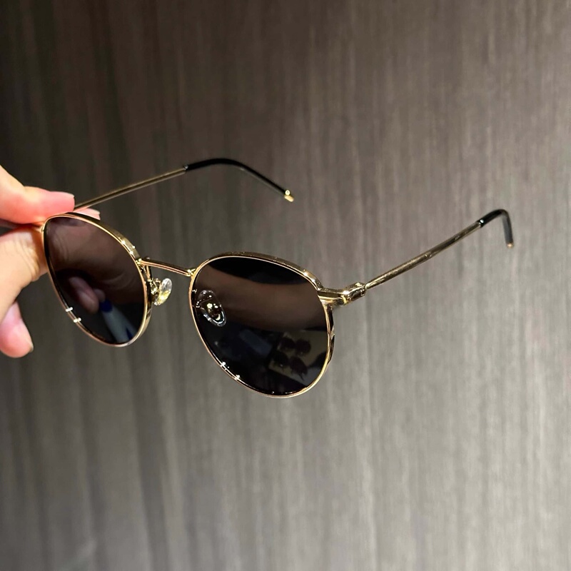 French [Top Luxury] Gentle Motto High-End Round-Frame Polarized Sunglasses, Trendy Retro Glasses with Prescription Lenses