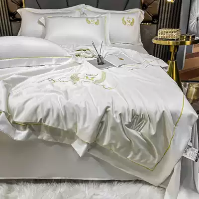 2021 Luxury Shengyu washed silk soybean summer quilt four-piece air-conditioning quilt Ice silk bed single bed sofa three-piece set