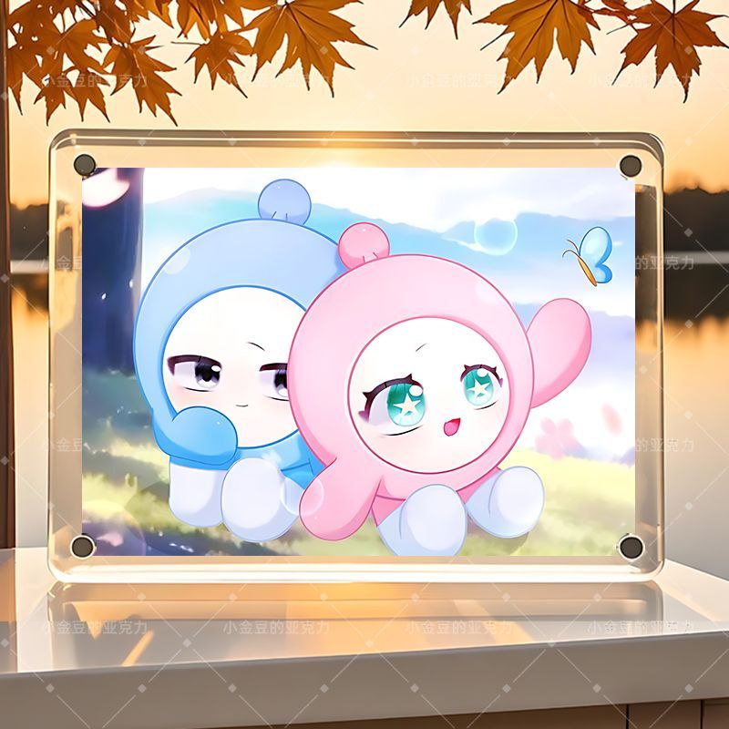 Egg Party Little Pink Little Blue Cp Figurine Acrylic Magnetic Crystal Photo Frame Desktop Stand Gift for Friends Egg Party Little Pink Little Blue Cp Figurine Acrylic Magnetic Crystal Photo Frame Desktop Stand Gift for Friends