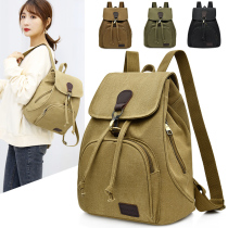 Simple mens canvas backpack junior high school student schoolbag retro computer backpack large capacity travel bag mens bag