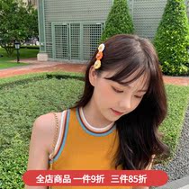 South Korea 2021ins cute girly little Daisy issuing sen xi fairy edge clamp hair liu hai jia hairclip headdress