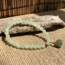 (Support customization) Xishi Xinjiang Hetian Jade high ice clear water round bead hand string single circle 6mm Hetian Jade string