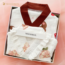 moodbox full moon baby gift box Newborn supplies Clothes spring and summer mens and womens treasure pure cotton monk climbing suit set