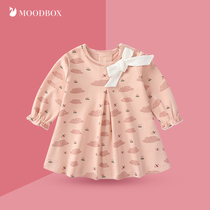 moodbox full moon newborn baby supplies Spring and Autumn long sleeve bow princess dress ins animal ha clothes