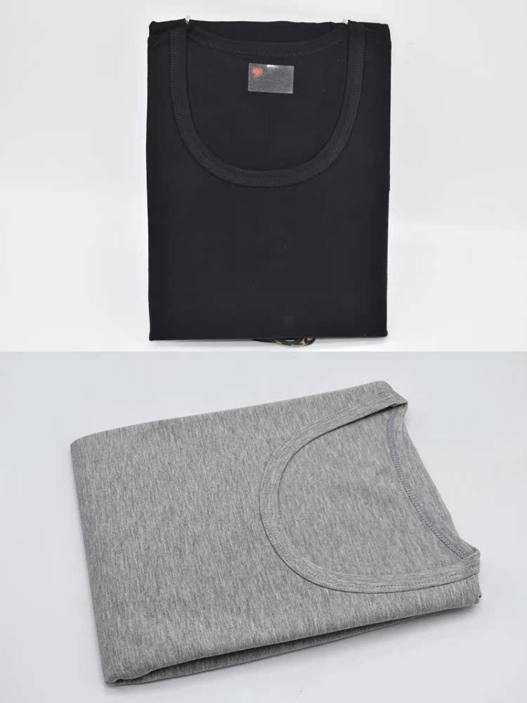Áo lót nam cotton trung niên cổ tròn ấm áp cotton áo len cha cotton mùa thu quần áo đơn phần mỏng - Áo ấm áo lót nam basic