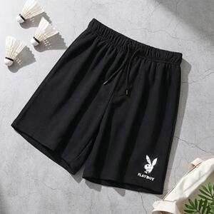 
2026 summer new couple style elastic waist simple solid color loose slim casual sports pants wide leg shorts
